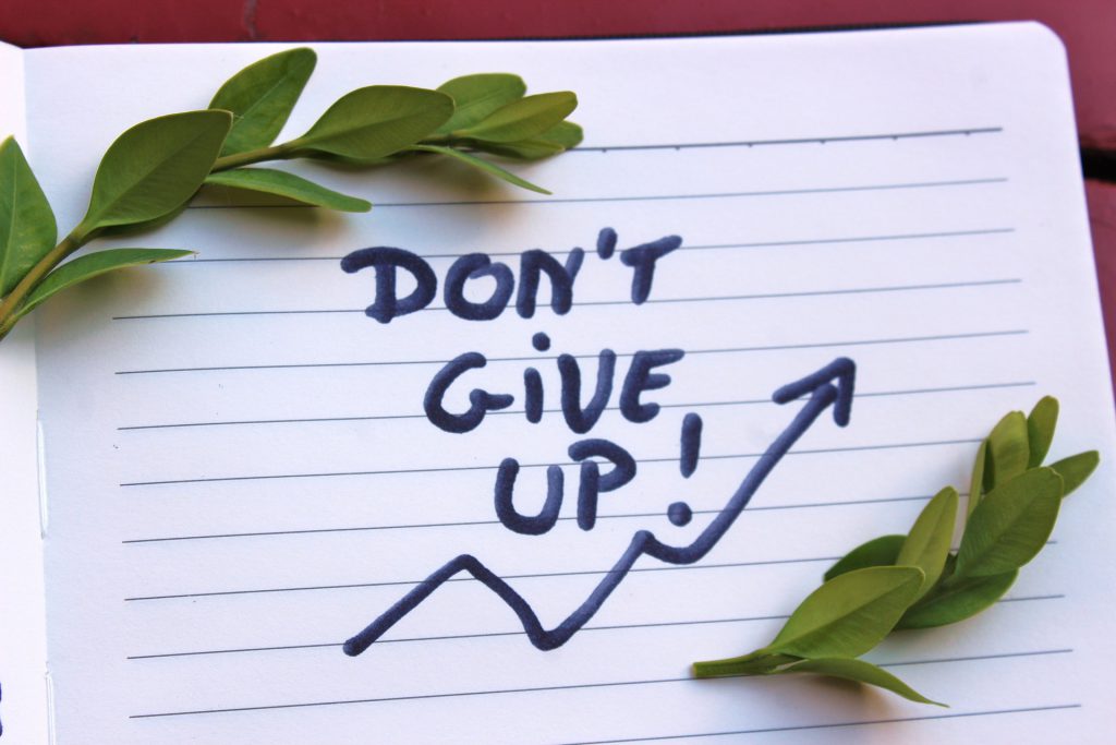 ノートに書かれてある「諦めないで！」の文字