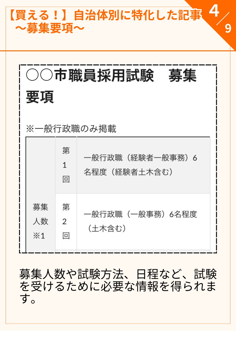 募集人数や試験方法、日程など、試験を受けるために必要な情報を得られます。