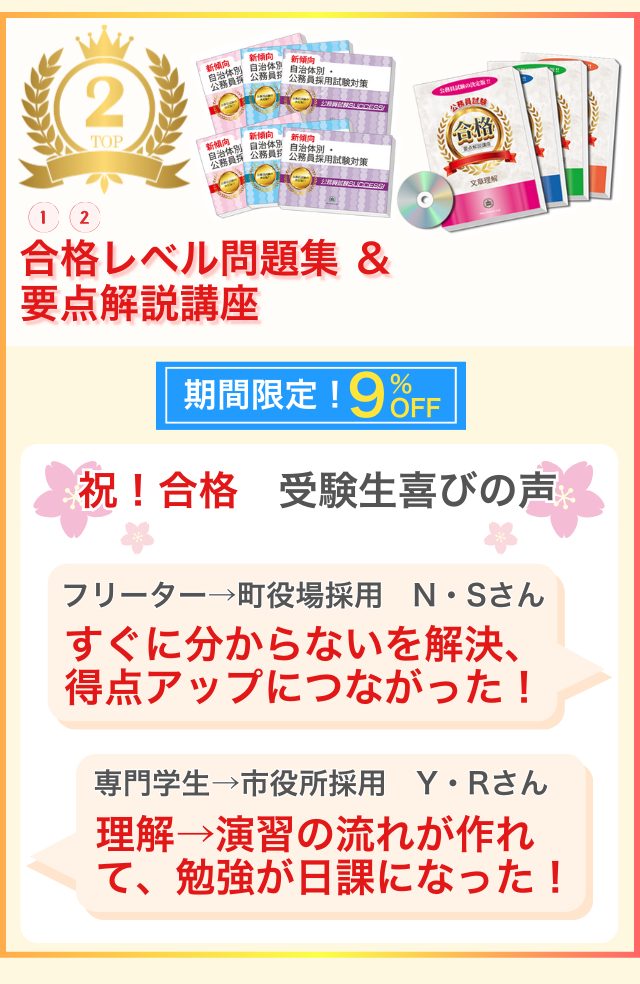 2位、合格レベル問題集&要点解説講座、今なら期間限定9%OFF